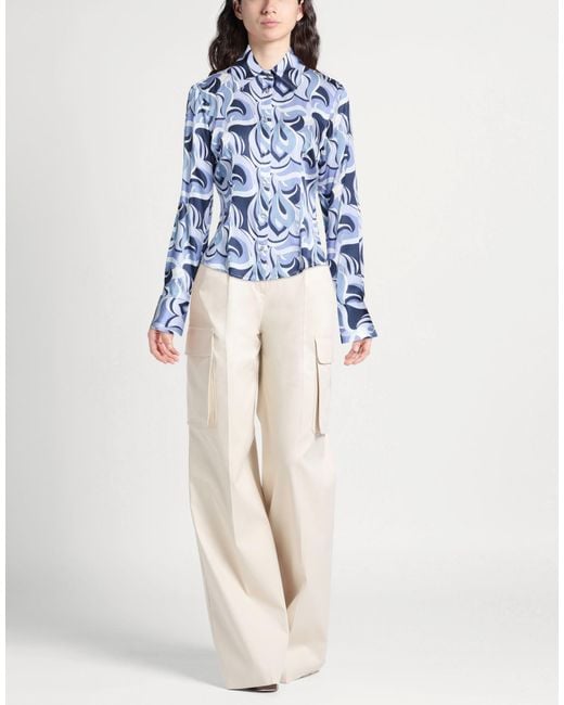 Camicettasnob Blue Shirt Viscose, Silk, Elastane