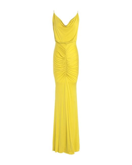 Elisabetta Franchi Yellow Carpet Maxi Dress Cupro, Elastane