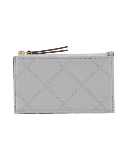 Tory Burch Gray Fleming Soft Diamond-Quilted Card Case