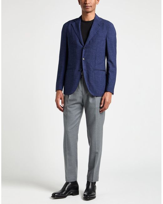Caruso Blue Blazer Wool, Linen for men