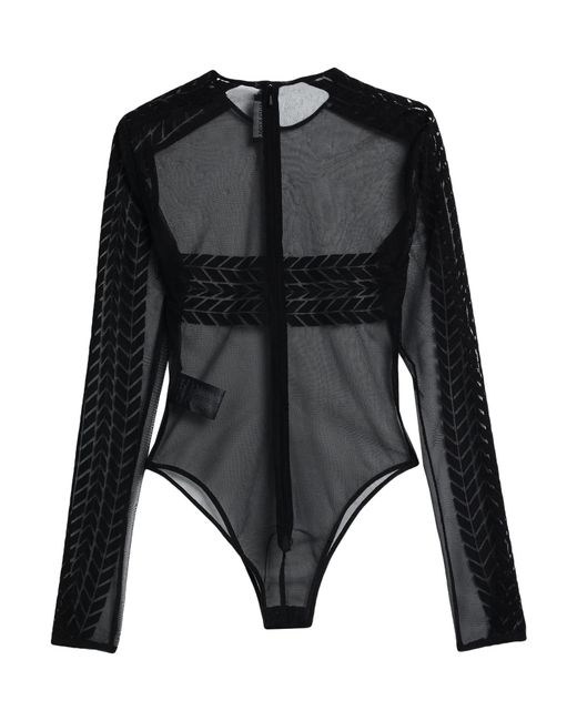 David Koma Black Bodysuit Cotton, Polyamide, Polyester