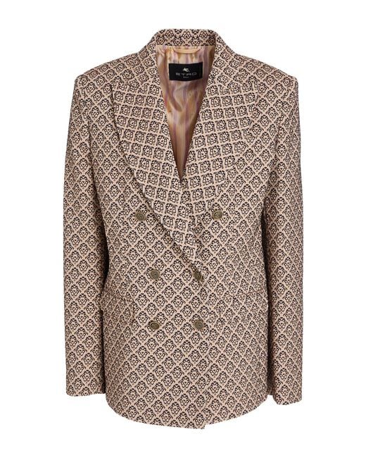 Etro Brown Blazer Cotton, Polyester, Nylon, Elastane