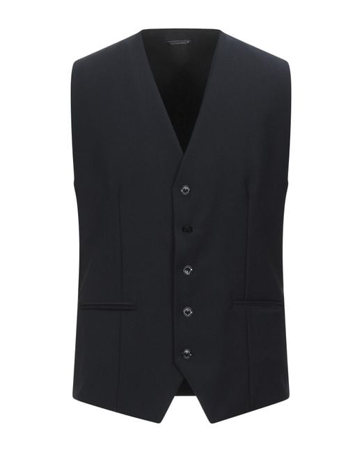 Daniele Alessandrini Black Tailored Vest Wool, Polyester, Elastane for men