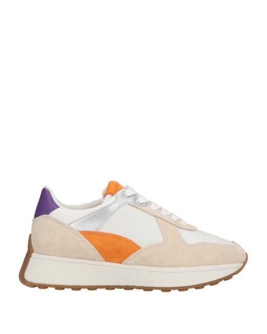 Geox Women's White Sneakers Leather, Textile Fibers