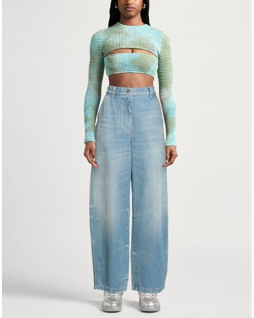 Palm Angels Blue Jeans Cotton, Polyester