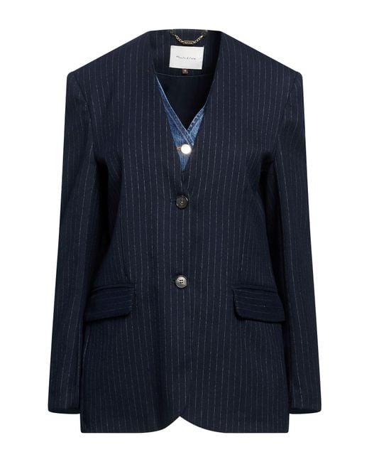 Manila Grace Blue Midnight Blazer Cotton