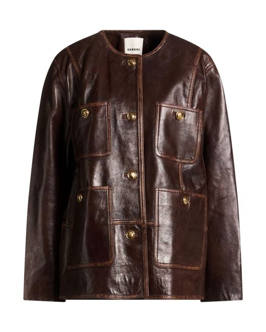 Sandro Brown Jacket Lambskin