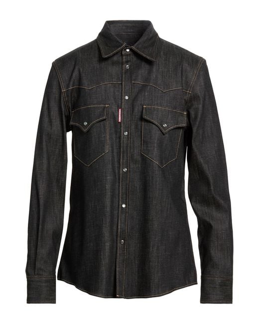 DSquared² Black Denim Shirt Cotton, Elastane for men