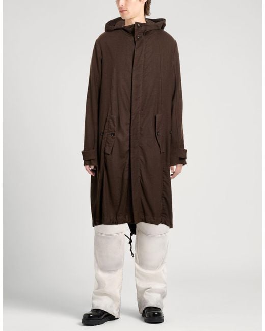 Masnada Brown Dark Coat Wool, Elastane for men