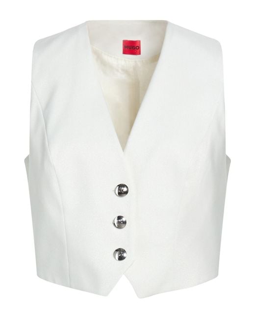 HUGO White Light Tailored Vest Polyester, Viscose, Metallic Fiber, Polyamide, Elastane