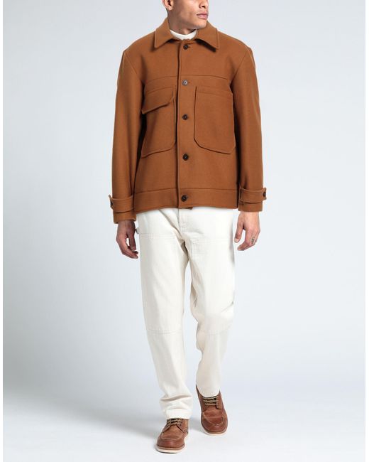 Costumein Brown Camel Coat Virgin Wool, Polyamide for men