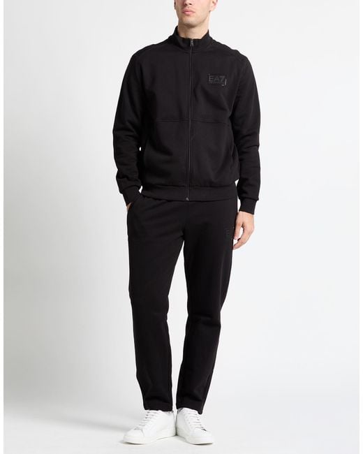 EA7 Black Tracksuit Cotton, Polyester for men
