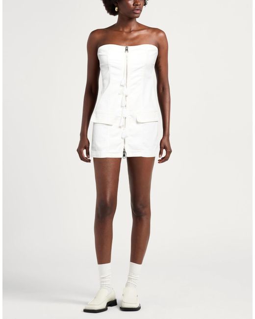 Dondup White Mini Dress Cotton, Elastomultiester, Elastane