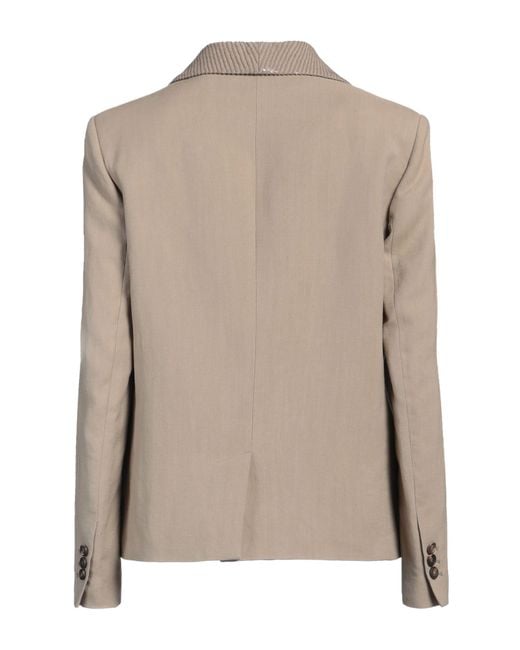 Brunello Cucinelli Brown Khaki Blazer Viscose, Linen, Polyester