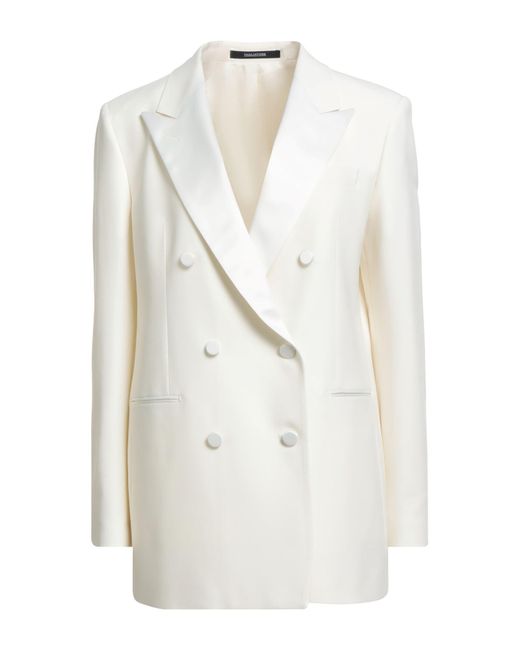 Tagliatore 0205 White Blazer Polyester, Virgin Wool, Elastane