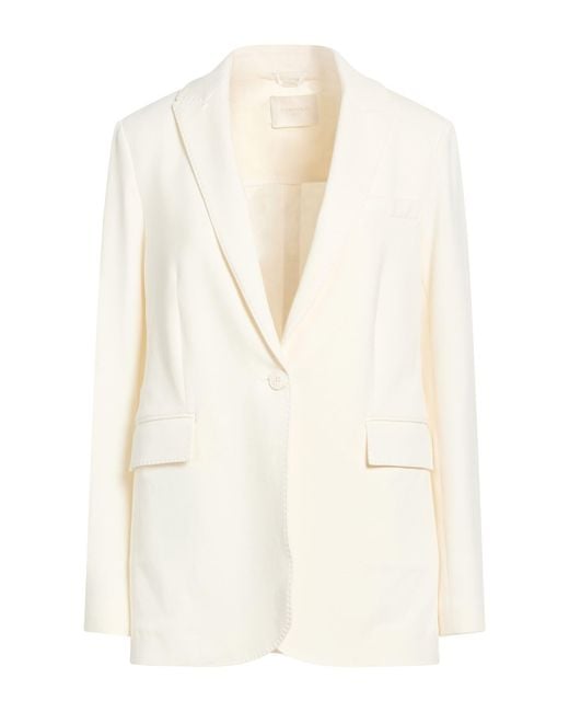 Circolo 1901 White Ivory Blazer Cotton, Elastane