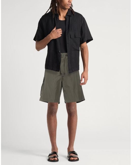 Roberto Collina Green Military Shorts & Bermuda Shorts Polyester, Cotton for men