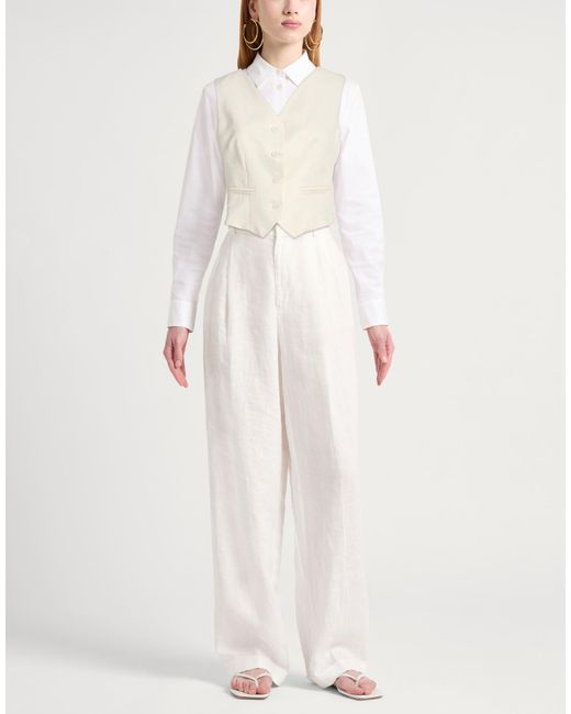 Kaos White Cream Tailored Vest Viscose, Linen
