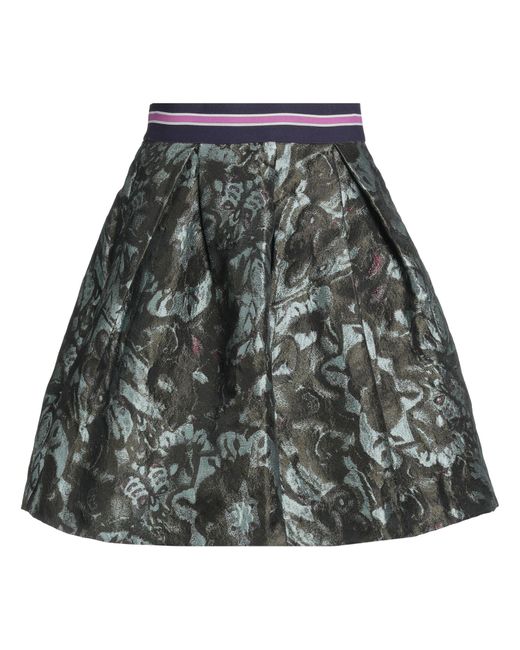 Pinko Gray Military Mini Skirt Polyester, Metallic Fiber, Polyamide