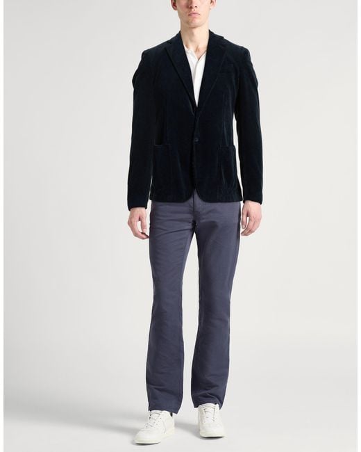 Santaniello Blue Midnight Blazer Cotton for men