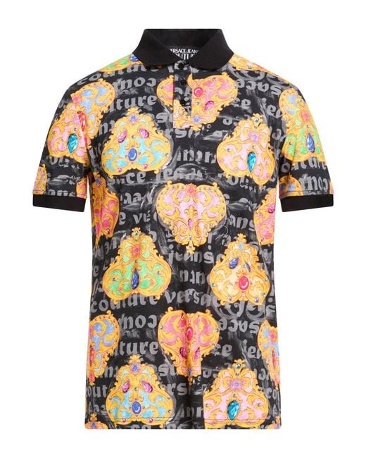 Versace Jeans Couture Black Polo Shirt Cotton for men