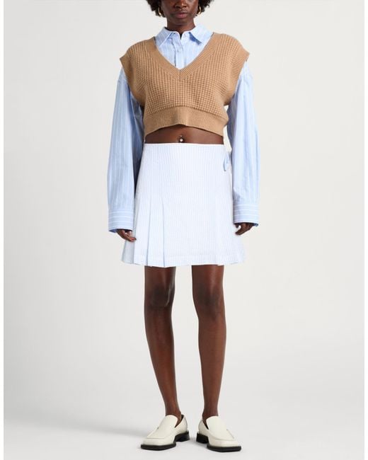 Sandro White Mini Skirt Cotton, Elastane