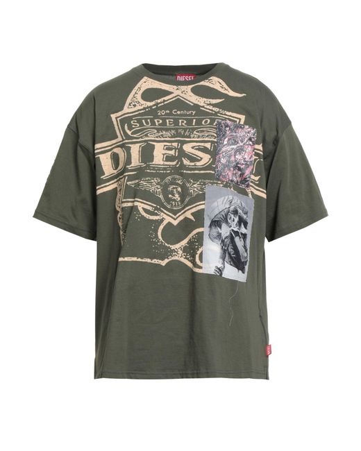 DIESEL Green Military T-Shirt Cotton for men