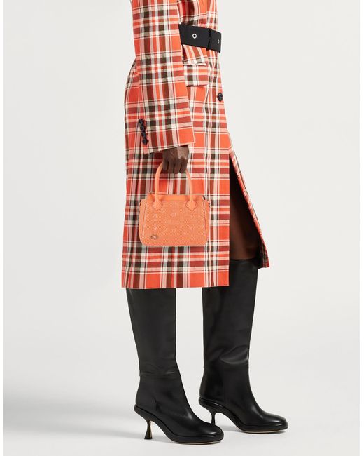 La Carrie Orange Handbag Leather