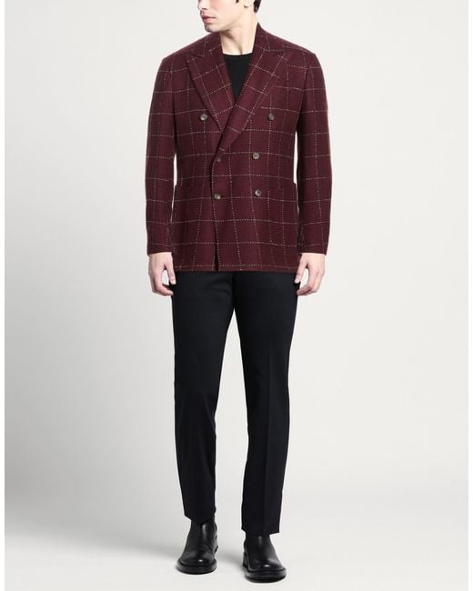 Sartorio Napoli Purple Burgundy Blazer Cashmere for men