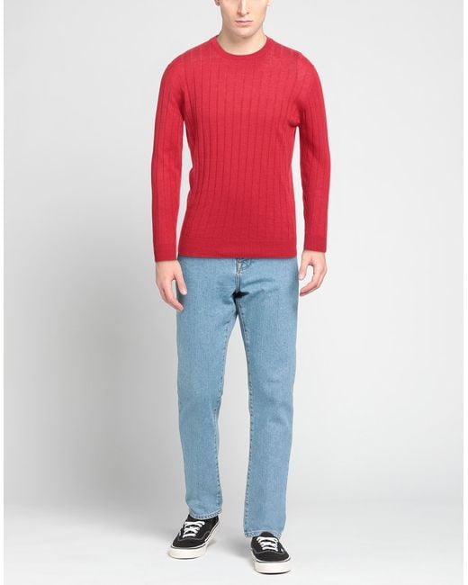 Luigi Borrelli Napoli Red Sweater Linen, Cotton for men