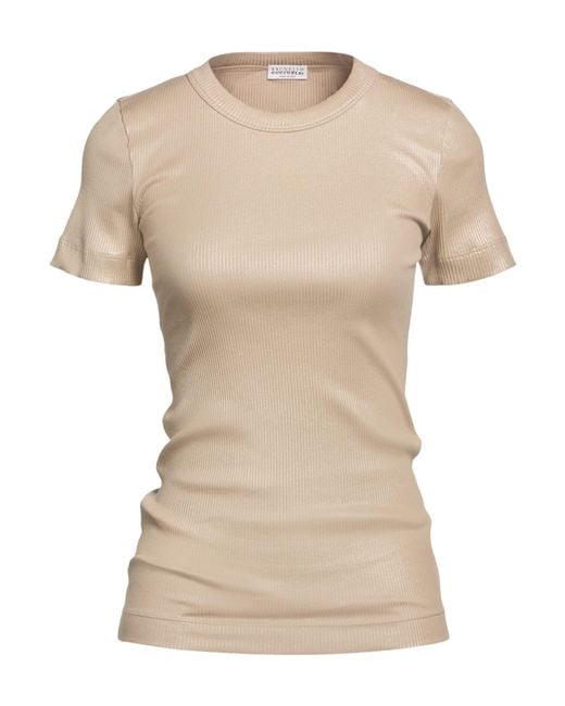 Brunello Cucinelli Natural T-Shirt Cotton, Elastane, Ecobrass