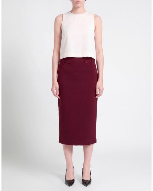 Manila Grace Red Midi Skirt