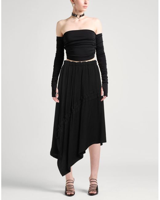 Y's Yohji Yamamoto Black Midi Skirt Wool, Nylon, Polyurethane