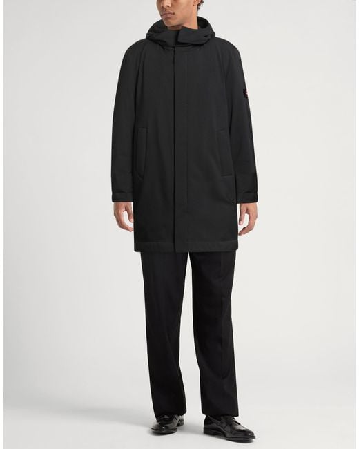 Peuterey Black Coat Polyester, Elastane for men