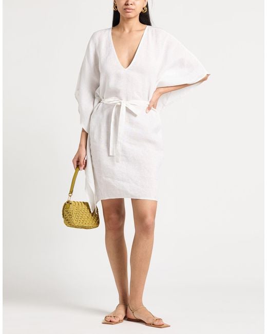 120% Lino White Midi Dress Linen