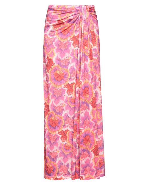 Olla Parèg Pink Fuchsia Maxi Skirt Polyester, Elastane