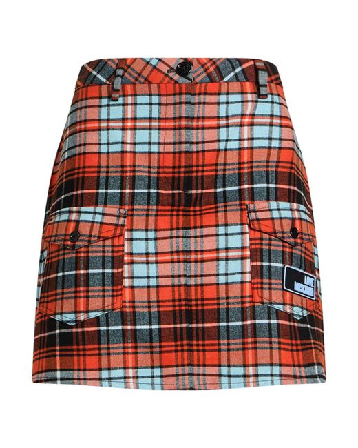 Love Moschino Red Mini Skirt Polyester, Viscose, Elastane