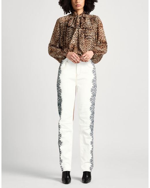 Etro White Pants Cotton, Elastane