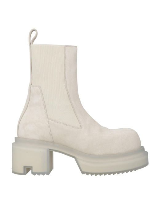 Rick Owens White Ankle Boots Leather, Elastic Fibres