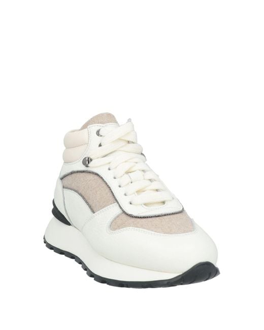 Doucal's White Sneakers Leather, Textile Fibers