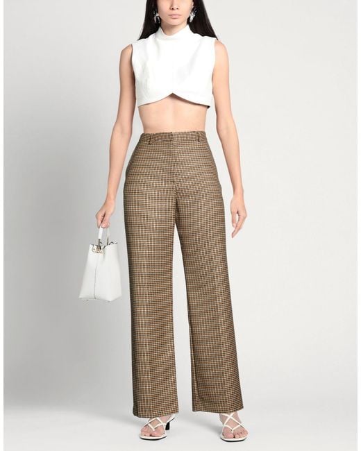 ALESSIA SANTI Natural Sand Pants Polyester, Viscose, Elastane, Metal Fiber
