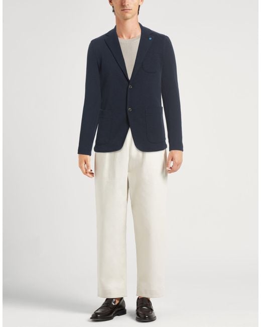 Harmont & Blaine Blue Blaine. Blazer Polyester, Cotton, Elastane for men