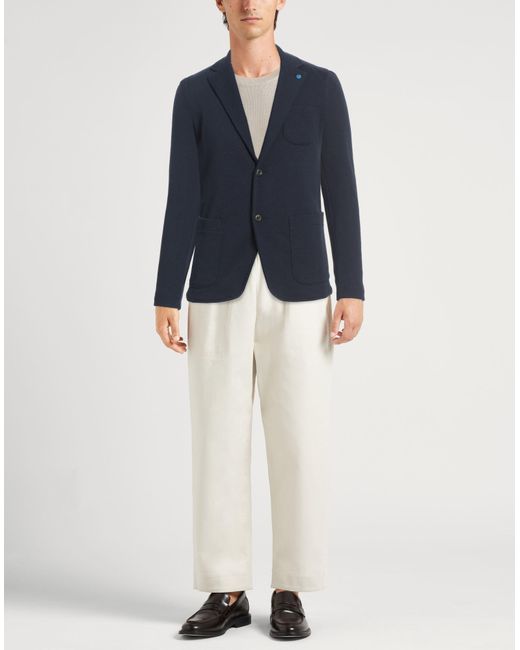 Harmont & Blaine Blue Blaine. Blazer Polyester, Cotton, Elastane for men