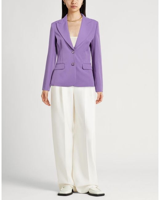 Gaelle Paris Purple Blazer Polyester, Elastane