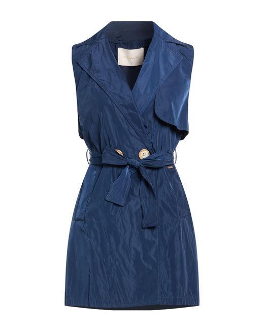 NUALY Blue Overcoat & Trench Coat Polyester