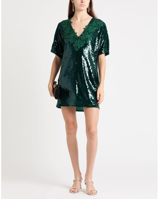 ERMANNO FIRENZE Green Mini Dress Polyester, Elastane
