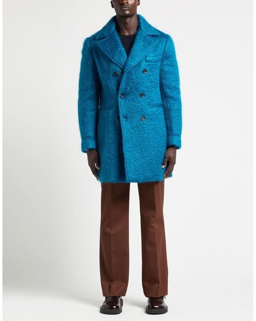 Il Cappottino Blue Coat Mohair Wool, Wool, Polyamide for men