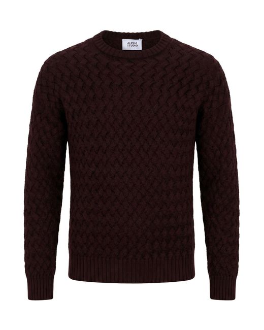Alpha Studio Brown Sweater Merino Wool for men