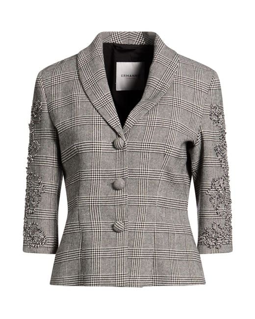 ERMANNO FIRENZE Gray Blazer Cotton, Polyester