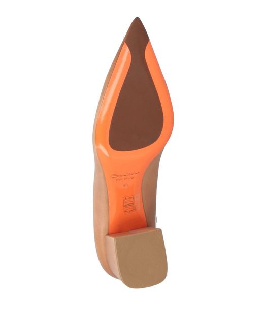 Santoni Natural Camel Pumps Leather